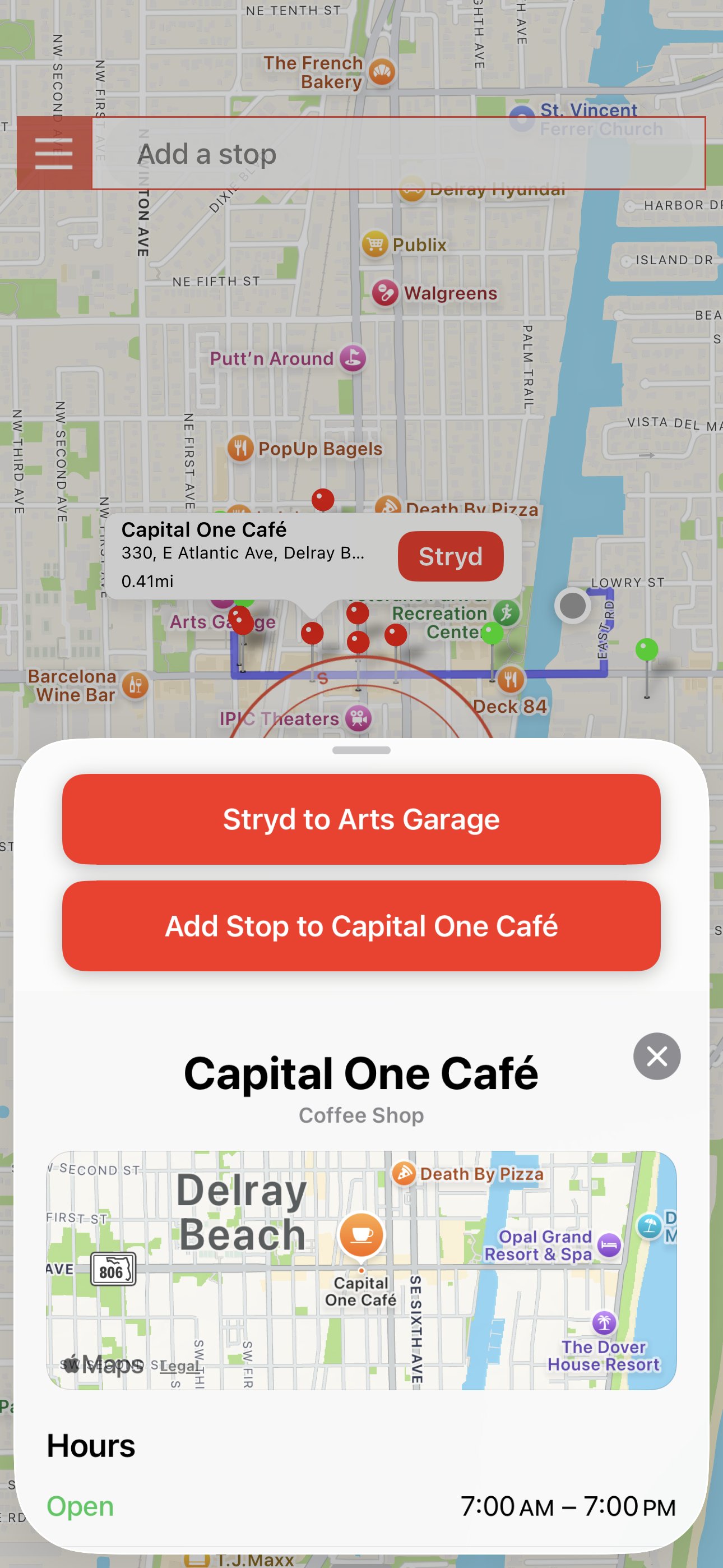 Strydr add a stop
